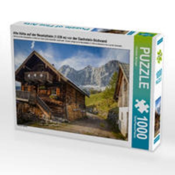CALVENDO Puzzle Alte Hütte auf der Neustattalm (1.530 m) vor der Dachstein-Südwand | 1000 Teile Lege-Größe 64x48cm Foto-Puzzle für glückliche Stunden