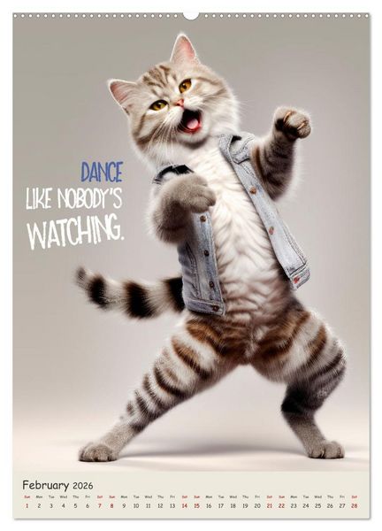 Produktbild: LUNATIC CATS Enjoy hilarious and wacky sayings (Wall Calendar 2026 DIN A2 portrait), CALVENDO 12 Month Wall Calendar