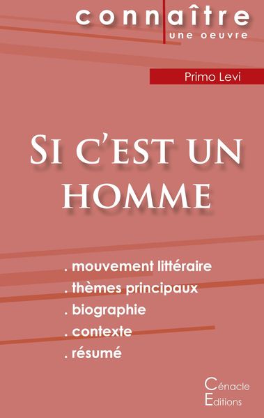 Fiche de lecture Si c'est un homme de Primo Levi (Analyse littéraire de référence et résumé complet), Taschenbuch von Primo Levi, Les éditions du