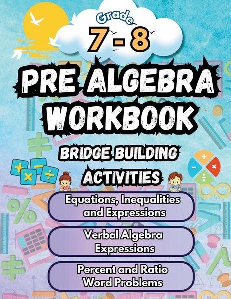 Produktbild: Summer Math Pre Algebra Workbook Grade 7-8 Bridge Building Activities