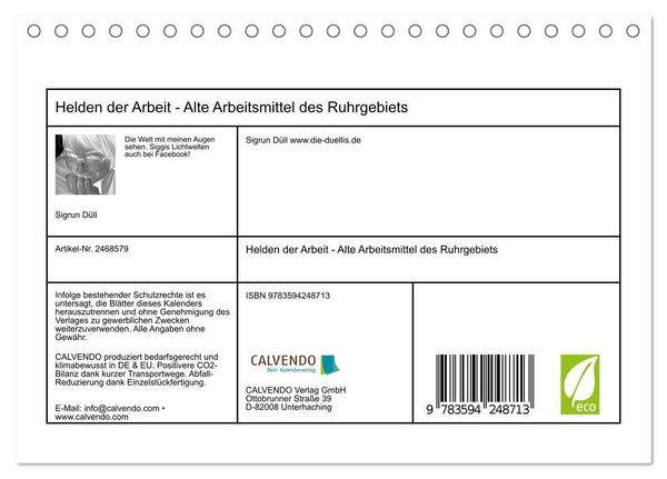 Produktbild: Helden der Arbeit - Alte Arbeitsmittel des Ruhrgebiets (Tischkalender 2027 DIN A5 quer), CALVENDO Monatskalender