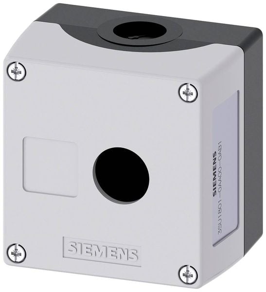 Siemens 3SU1801-0AA00-0AB1 Leergehäuse 1 Einbaustelle (L x B x H) 85 x 85 x 64 mm unbeschriftet Grau 1 St.