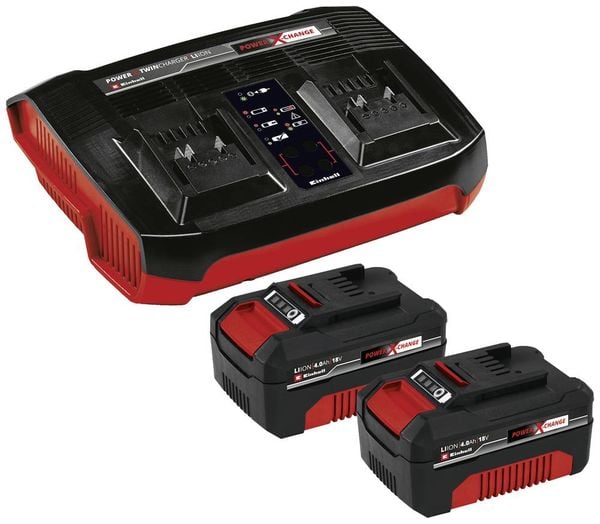 Einhell Power X-Change PXC-Starter-Kit 2x 4,0Ah & Twincharger Kit 4512112 Werkzeug-Akku und Ladegerät 18 V 4 Ah Li-Ion