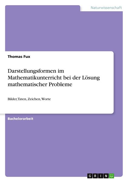 Produktbild: Darstellungsformen im Mathematikunterricht bei der L&ouml;sung mathematischer Probleme