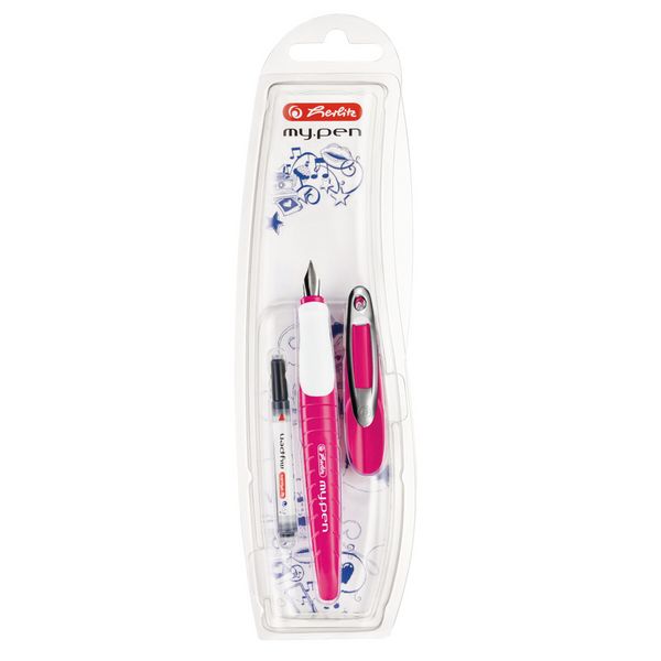 Produktbild: herlitz Schulf&uuml;llhalter my.pen M pink/wei&szlig; Folienetui