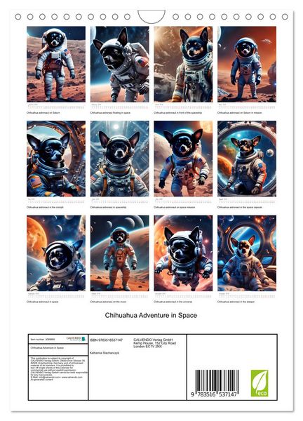 Produktbild: Chihuahua Adventure in Space (Wall Calendar 2026 DIN A4 portrait), CALVENDO 12 Month Wall Calendar