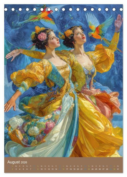 Produktbild: Frauen in Kost&uuml;men - Sinnliche Sch&ouml;nheit des Art Nouveau (Tischkalender 2026 DIN A5 hoch), CALVENDO Monatskalender