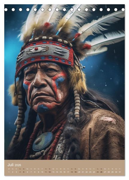 Produktbild: Schamanische Seelen: Mystische Indianerportraits (Tischkalender 2026 DIN A5 hoch), CALVENDO Monatskalender