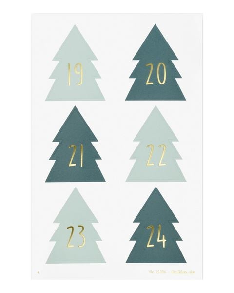 Produktbild: FOLIA Bastelartikel Adventskalendersticker CHRISTMAS TREE, 4 Blatt in 9x14cm