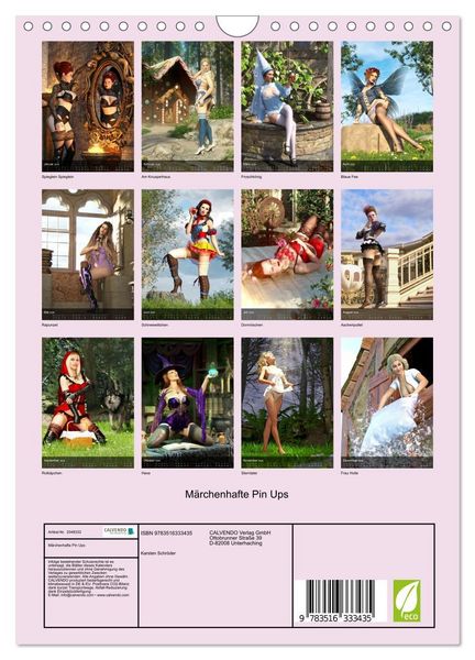 Produktbild: M&auml;rchenhafte Pin Ups (Wandkalender 2026 DIN A4 hoch), CALVENDO Monatskalender