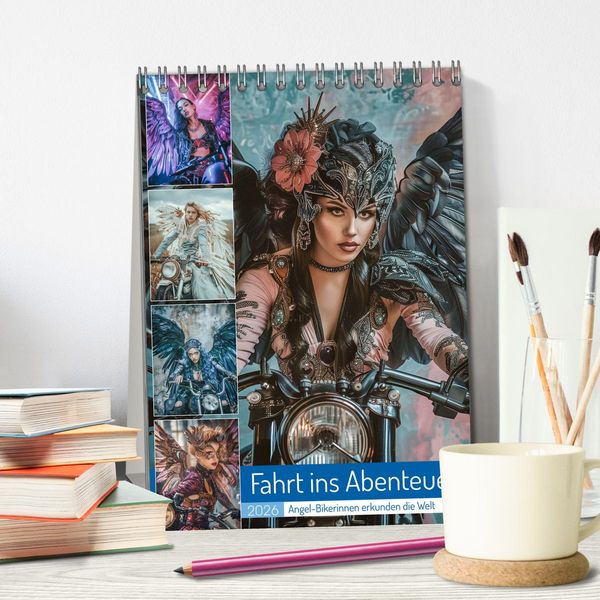 Produktbild: Fahrt ins Abenteuer - Angel-Bikerinnen erkunden die Welt (Tischkalender 2026 DIN A5 hoch), CALVENDO Monatskalender