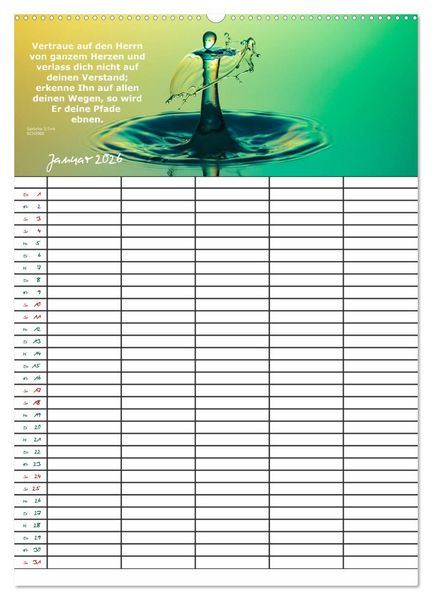 Produktbild: ein Planer mit biblischer Weisheit aus den Spr&uuml;chen Salomos (hochwertiger Premium Wandkalender 2026 DIN A2 hoch), Kunstdruck in Hochglanz