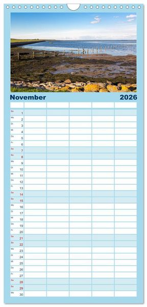 Produktbild: Familienplaner 2026 - Gr&uuml;&szlig;e von Pellworm mit 5 Spalten (Wandkalender, 21 x 45 cm) CALVENDO