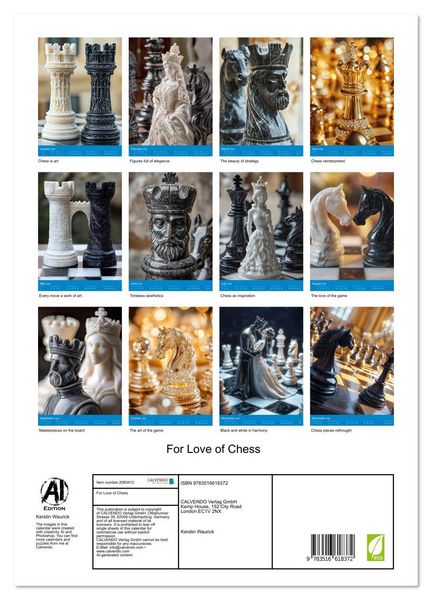 Produktbild: For Love of Chess (High Quality Premium Wall Calendar 2026 DIN A2 portrait),CALVENDO 12 Month Wall Calendar