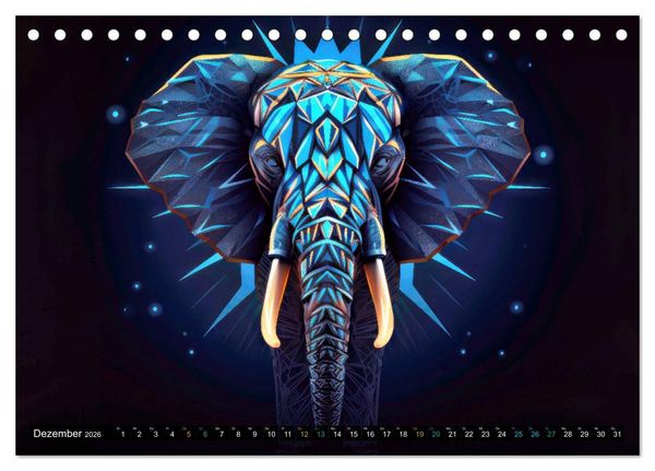 Produktbild: Elefanten - modern Art (Tischkalender 2026 DIN A5 quer), CALVENDO Monatskalender