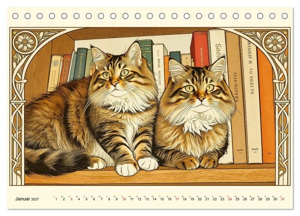 Produktbild: Zauberhafte Jugendstil-Katzen (Tischkalender 2027 DIN A5 quer), CALVENDO Monatskalender