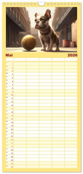 Produktbild: Familienplaner 2026 - Comic Hunde mit 5 Spalten (Wandkalender, 21 x 45 cm) CALVENDO