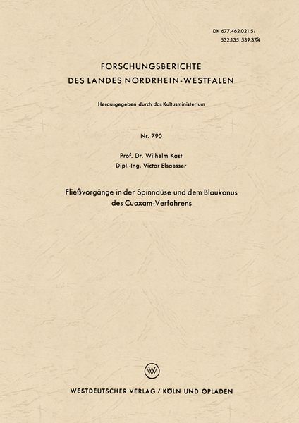 Produktbild: Flie&szlig;vorg&auml;nge in der Spinnd&uuml;se und dem Blaukonus des Cuoxam-Verfahrens