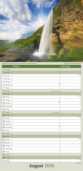 Produktbild: Emotions 2026 - Streifenplaner 22 x45 cm - mit einer Spalte für Eintragungen und einer für Geburtstage - Familienkalender - Familienplaner - Achtsamke