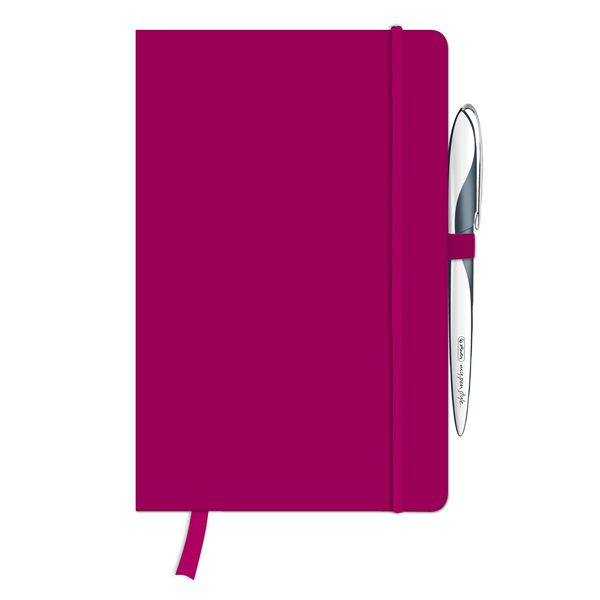 Herlitz Notizbuch Classic A5 96 Blatt kariert berry mit Leseband und Falttasche my.book