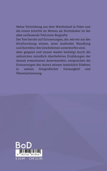 Produktbild: Meine Vertreibung aus dem Wartheland & Die ersten Schritte im Westen als Nichtshaber