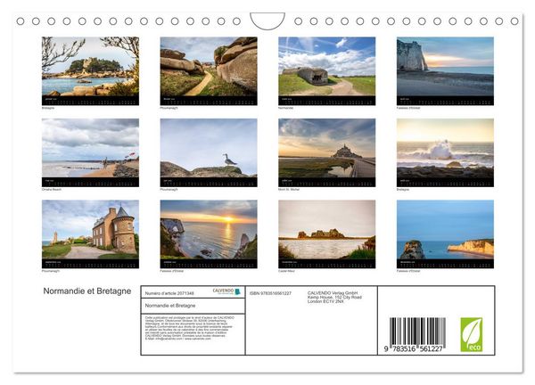 Produktbild: Normandie et Bretagne (Calendrier mural 2026 DIN A4 vertical), CALVENDO calendrier mensuel