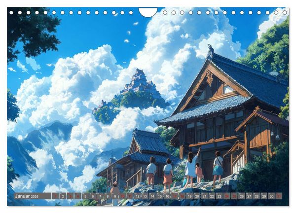 Produktbild: Spaziergang durch Anime Welten (Wandkalender 2026 DIN A4 quer), CALVENDO Monatskalender