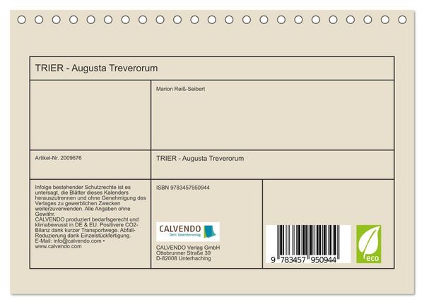 Produktbild: TRIER - Augusta Treverorum (Tischkalender 2026 DIN A5 quer), CALVENDO Monatskalender