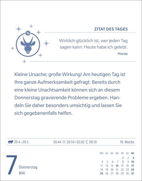 Produktbild: Steinbock Sternzeichenkalender 2026 - Tagesabrei&szlig;kalender - Ihr Horoskop f&uuml;r jeden Tag