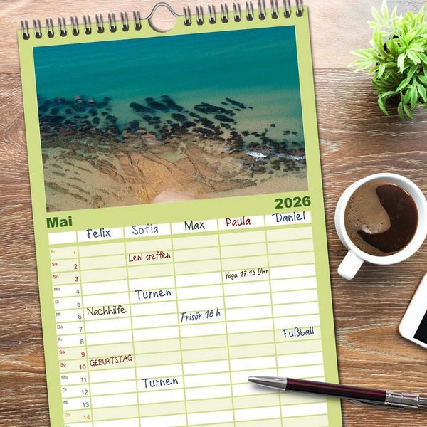 Produktbild: Familienplaner 2026 - Sizilien &ndash; Die Insel, auf der es keinen Winter gibt mit 5 Spalten (Wandkalender, 21 x 45 cm) CALVENDO