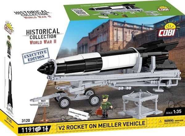 COBI Historical Collection 3120 - V2 Rocket on Meiller Vehicle, Executive Edition, Bausatz 1:35, 1191+1 Klemmbausteine