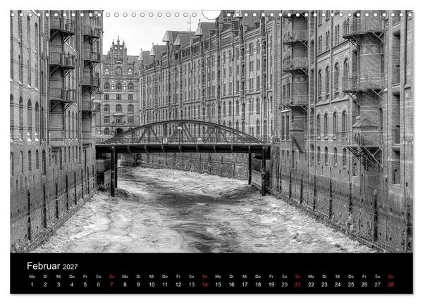 Produktbild: Hamburg monochrome Impressionen (Wandkalender 2027 DIN A3 quer), CALVENDO Monatskalender