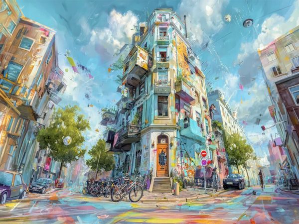 Produktbild: CALVENDO Puzzle Bunte Stadt | 1000 Teile Lege-Gr&ouml;&szlig;e 64x48cm Foto-Puzzle f&uuml;r gl&uuml;ckliche Stunden