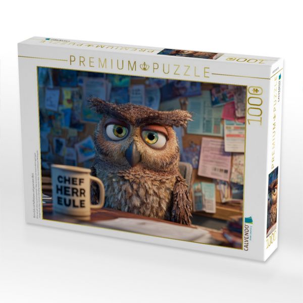 Produktbild: CALVENDO Puzzle B&uuml;ro-Eule mit Kaffeetasse und genervtem Blick | 1000 Teile Lege-Gr&ouml;&szlig;e 64x48cm Foto-Puzzle f&uuml;r gl&uuml;ckliche Stunden