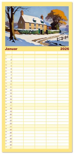 Produktbild: Familienplaner 2026 - Englische Cottages mit 5 Spalten (Wandkalender, 21 x 45 cm) CALVENDO