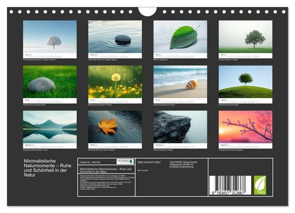 Produktbild: Minimalistische Naturmomente &ndash; Ruhe und Sch&ouml;nheit in der Natur (Wandkalender 2026 DIN A4 quer), CALVENDO Monatskalender