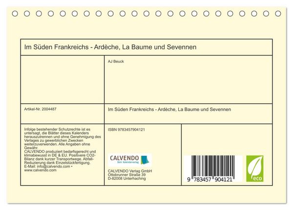 Produktbild: Im S&uuml;den Frankreichs - Ard&egrave;che, La Baume und Sevennen (Tischkalender 2026 DIN A5 quer), CALVENDO Monatskalender