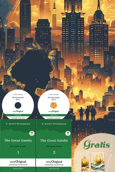 Produktbild: The Great Gatsby / Der gro&szlig;e Gatsby - 2 Teile (2 B&uuml;cher + 2 MP3-Audio-CD + exklusive Extras) - Frank-Lesemethode