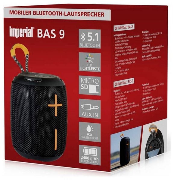 Produktbild: Imperial BAS 9 Bluetooth&reg; Lautsprecher Outdoor, SD Schwarz