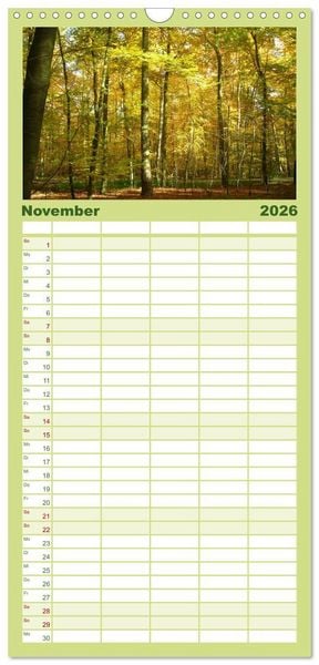 Produktbild: Familienplaner 2026 - Oasen der Ruhe 2026 / Geburtstagskalender mit 5 Spalten (Wandkalender, 21 x 45 cm) CALVENDO