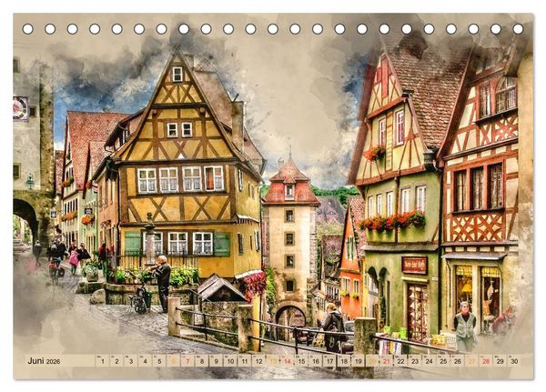 Produktbild: Romantische St&auml;dte - Rothenburg ob der Tauber (Tischkalender 2026 DIN A5 quer), CALVENDO Monatskalender