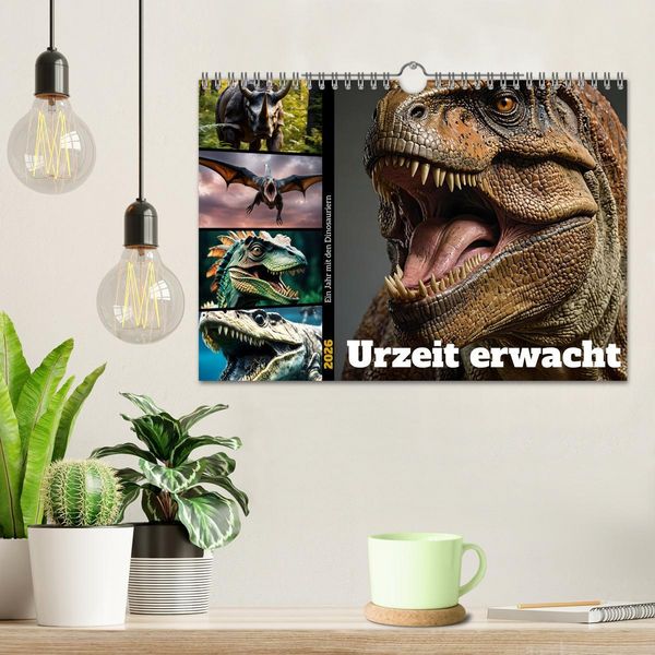 Produktbild: Urzeit erwacht - Ein Jahr mit den Dinosauriern (Wandkalender 2026 DIN A4 quer), CALVENDO Monatskalender