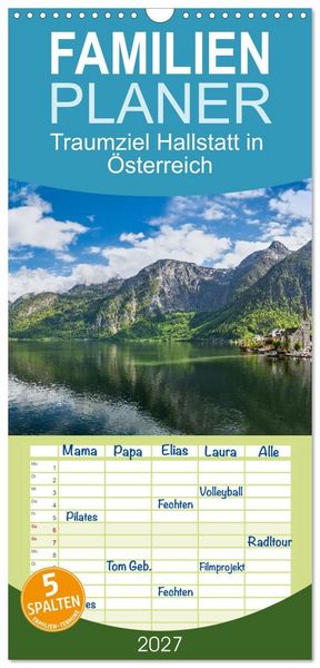 Produktbild: Familienplaner 2027 - Traumziel Hallstatt in &Ouml;sterreich mit 5 Spalten (Wandkalender, 21 x 45 cm) CALVENDO