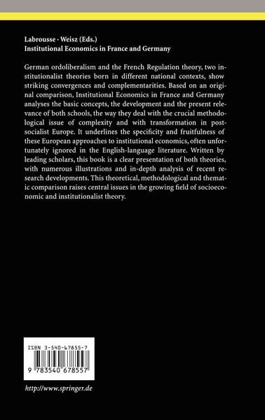 Produktbild: Institutional Economics in France and Germany