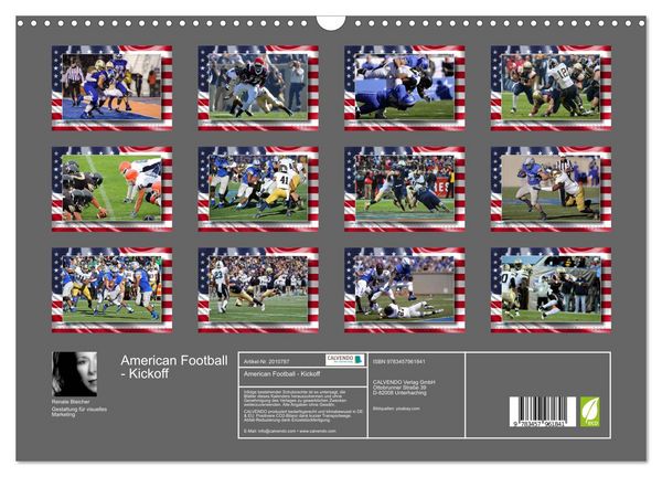 Produktbild: American Football - Kickoff (Wandkalender 2026 DIN A3 quer), CALVENDO Monatskalender