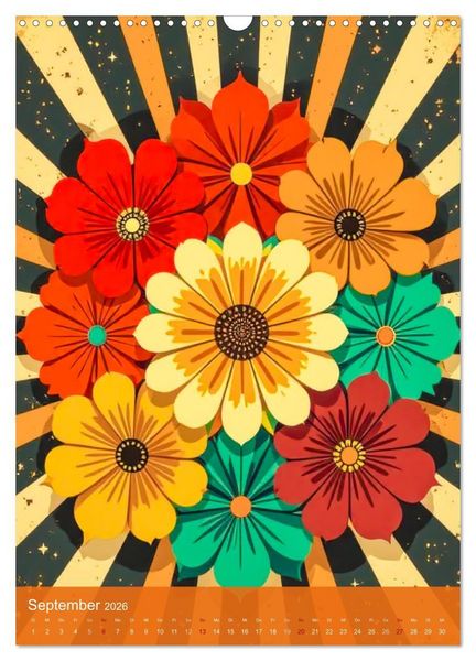 Produktbild: Flower Power Dreams - Retro 70s Art (Wandkalender 2026 DIN A3 hoch), CALVENDO Monatskalender