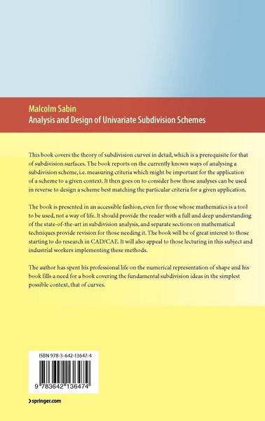 Produktbild: Analysis and Design of Univariate Subdivision Schemes