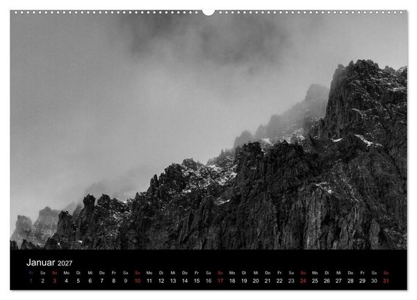Produktbild: BERGE IN SCHWARZ WEISS (Wandkalender 2027 DIN A2 quer), CALVENDO Monatskalender