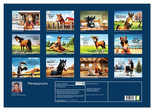Produktbild: Pferdespr&uuml;che (Wandkalender 2026 DIN A2 quer), CALVENDO Monatskalender