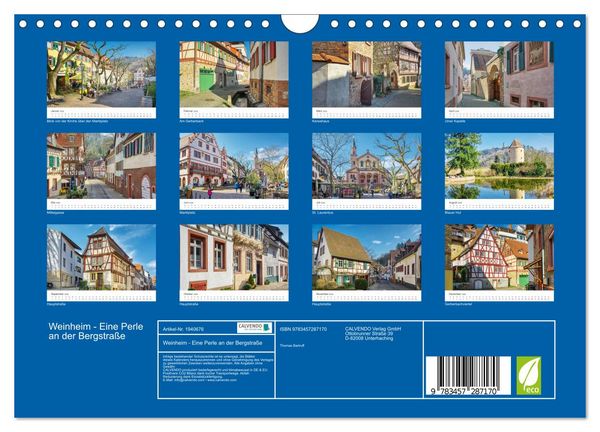 Produktbild: Weinheim - Eine Perle an der Bergstra&szlig;e (Wandkalender 2026 DIN A4 quer), CALVENDO Monatskalender